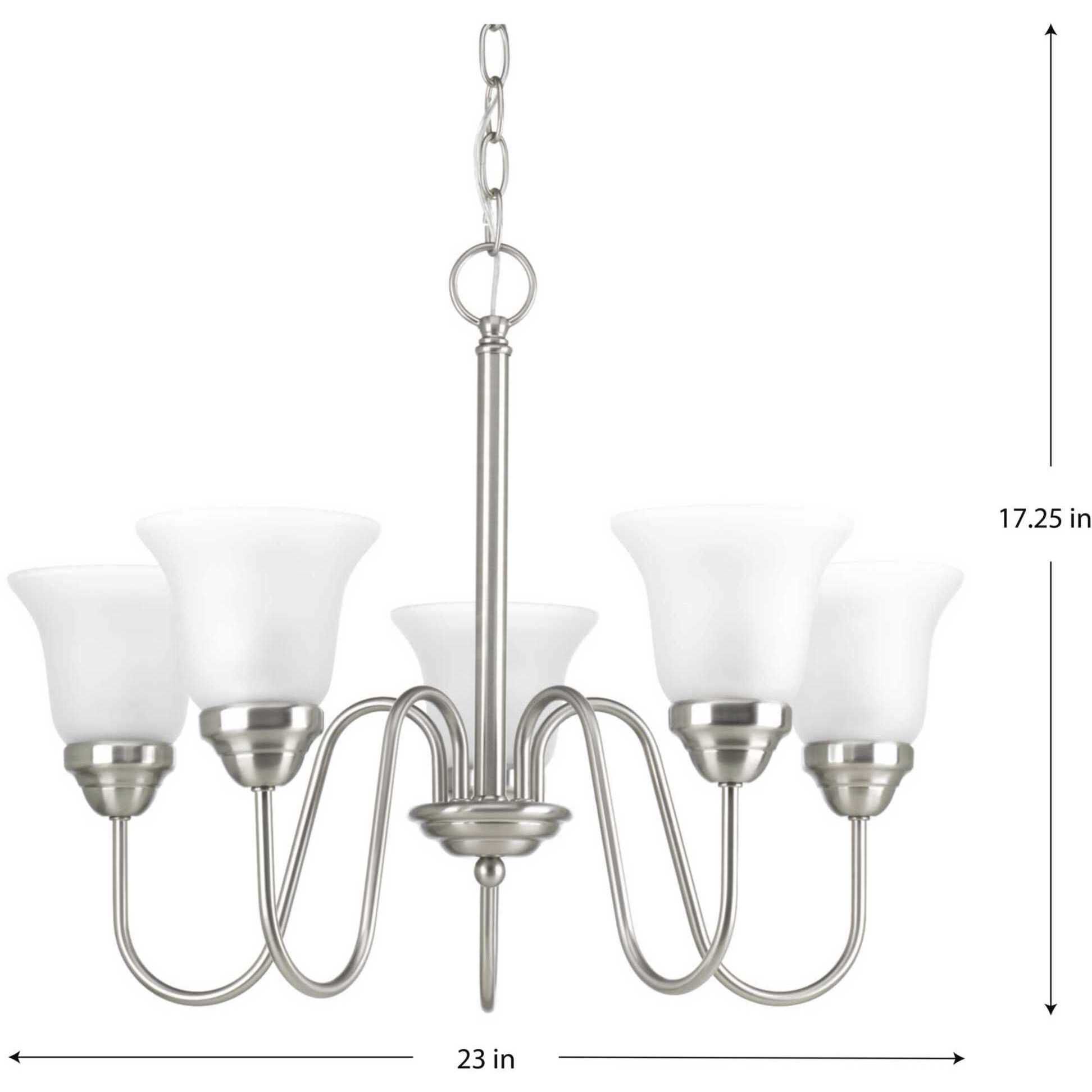 Classic 5 Light 23 inch Brushed Nickel Chandelier Ceiling Light