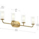 Mack 4 Light 31.5 inch Brushed Gold Vanity Light Wall Light