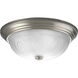 Etched Glass 3 Light 15 inch Brushed Nickel Close-to-Ceiling Ceiling Light in 15"