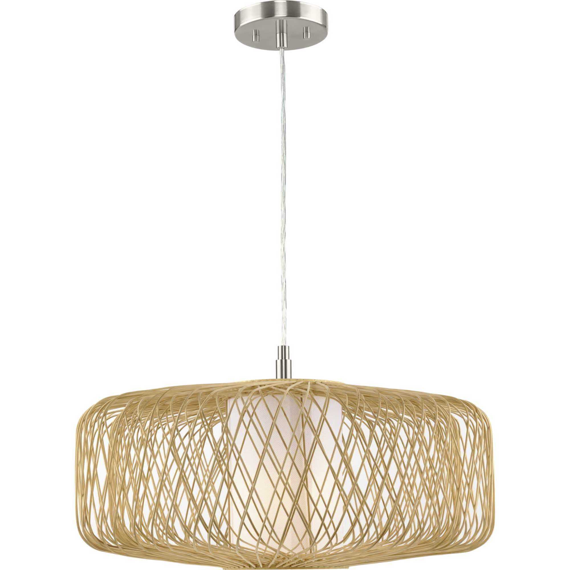 Progress Lighting P500397 201 One Light Pendant Cordova Natural Rattan