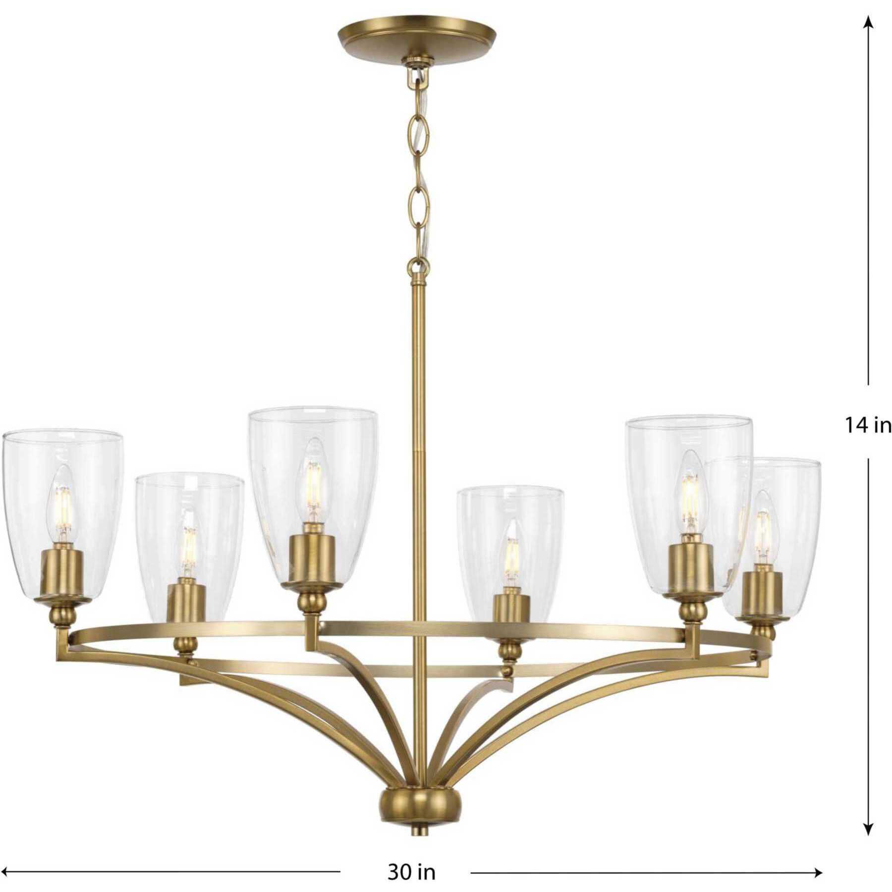 Parkhurst 6 Light 30 inch Brushed Bronze Chandelier Ceiling Light