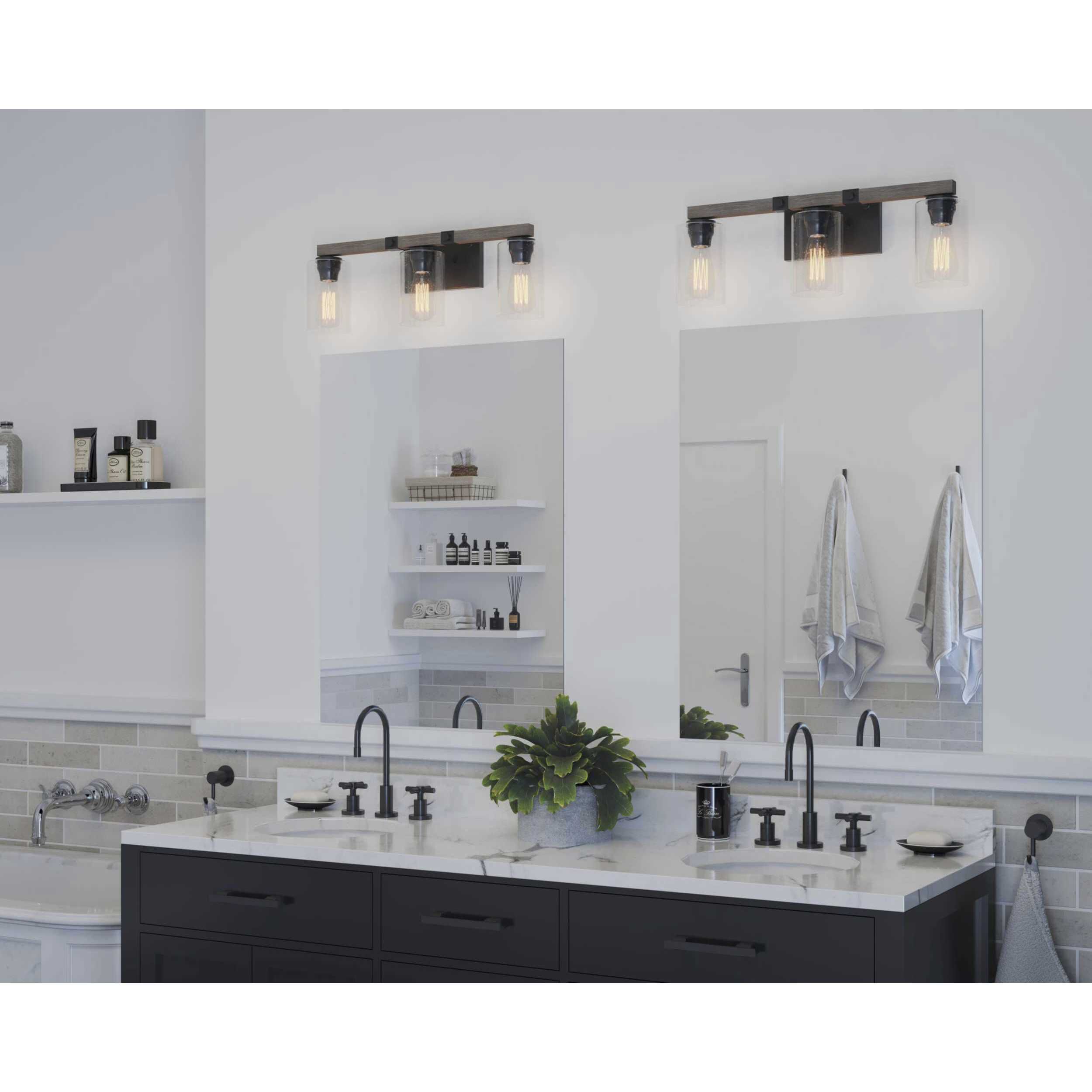 Barnes Mill 3 Light 24 inch Antique Bronze Bath Vanity Wall Light