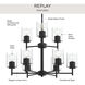 Replay 9 Light 25 inch Black Chandelier Ceiling Light