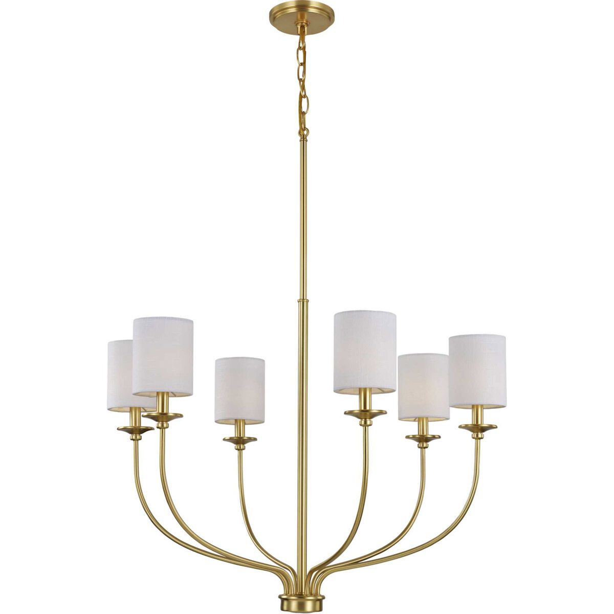 Bonita 6 Light 30.5 inch Satin Brass Foyer Chandelier Ceiling Light, Design Series