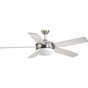 Fresno 60 inch Brushed Nickel with Silver/Black Blades Ceiling Fan, Progress LED