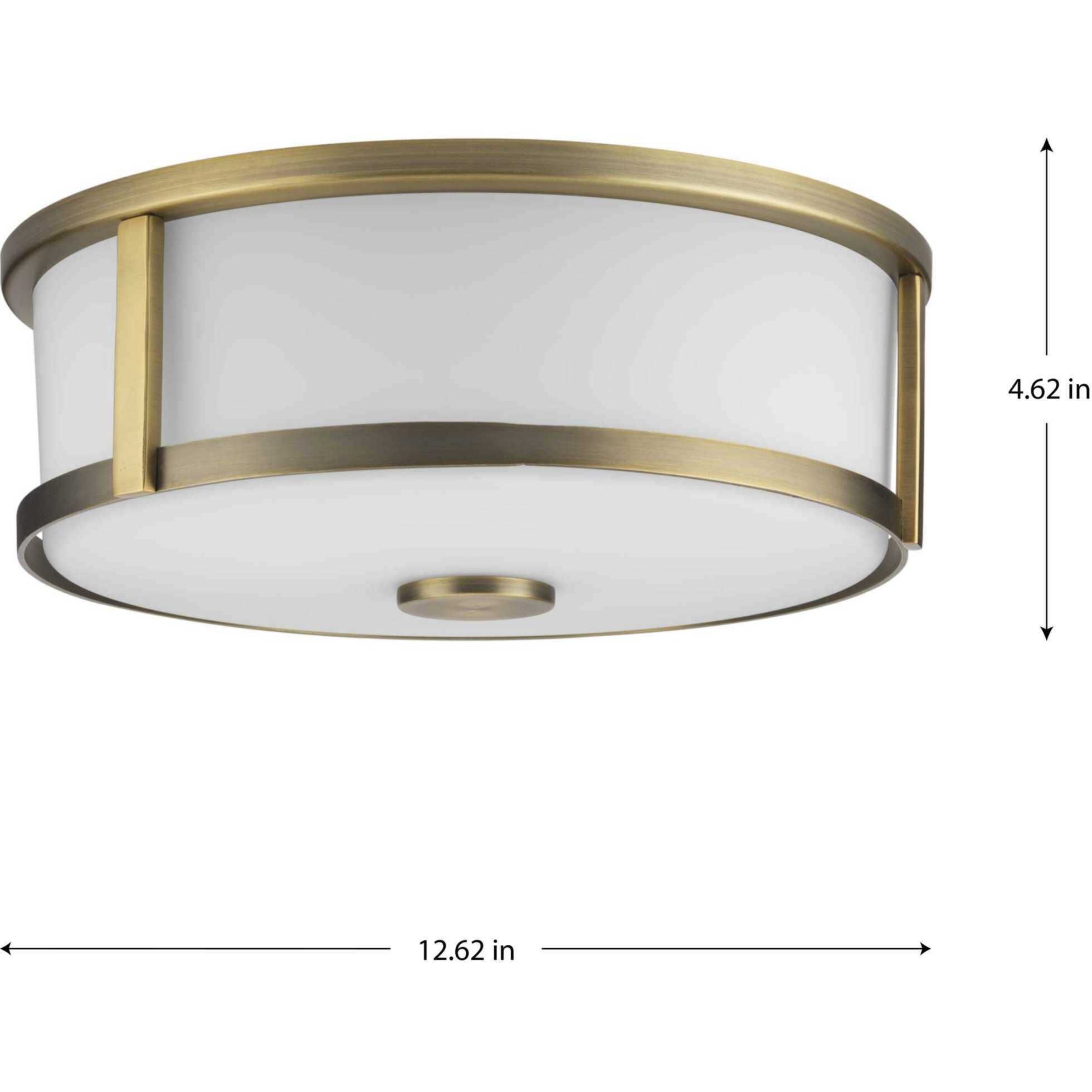 Gilliam 2 Light 12.62 inch Vintage Brass Flushmount Ceiling Light