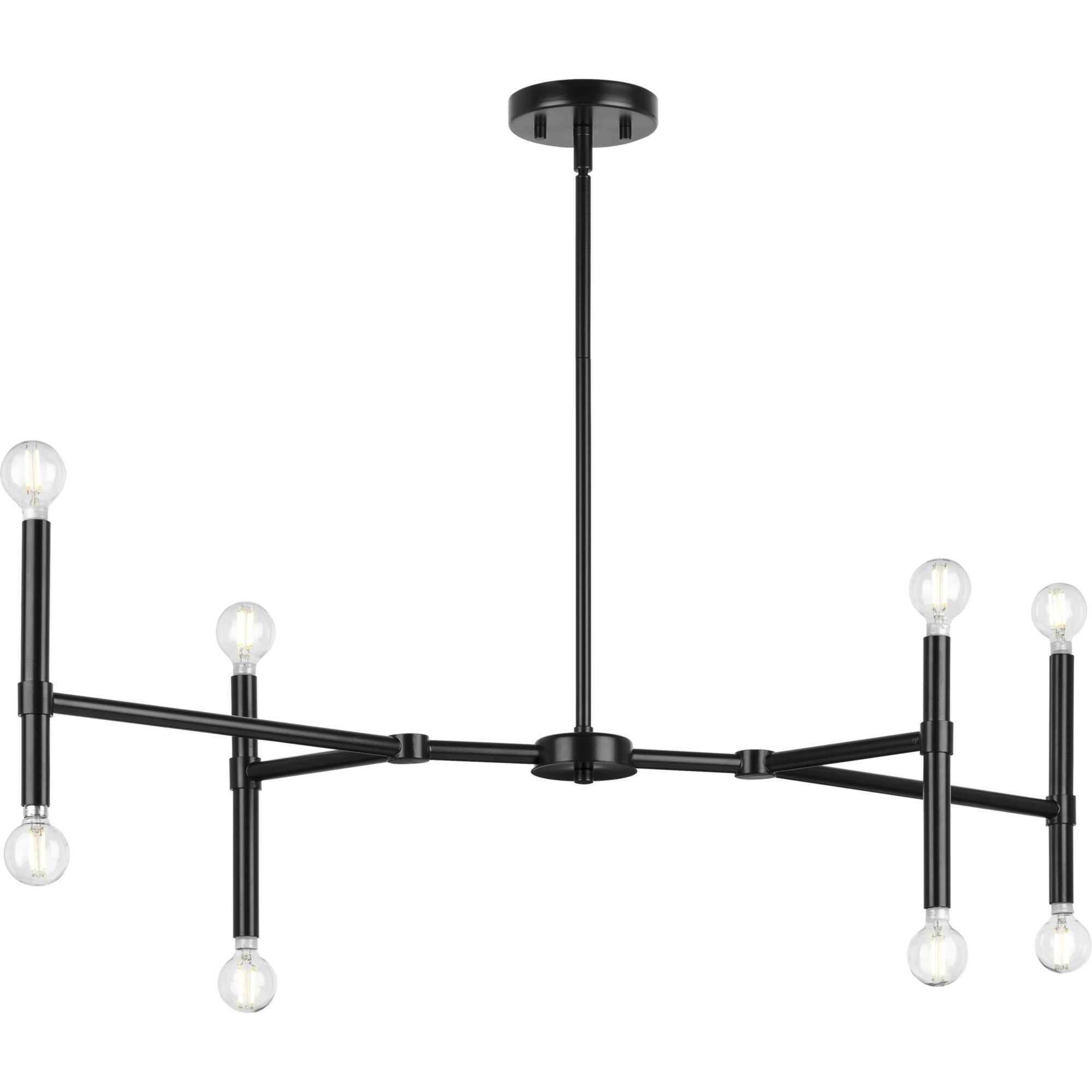 Arya 8 Light 40 inch Matte Black Linear Chandelier Ceiling Light, Design Series
