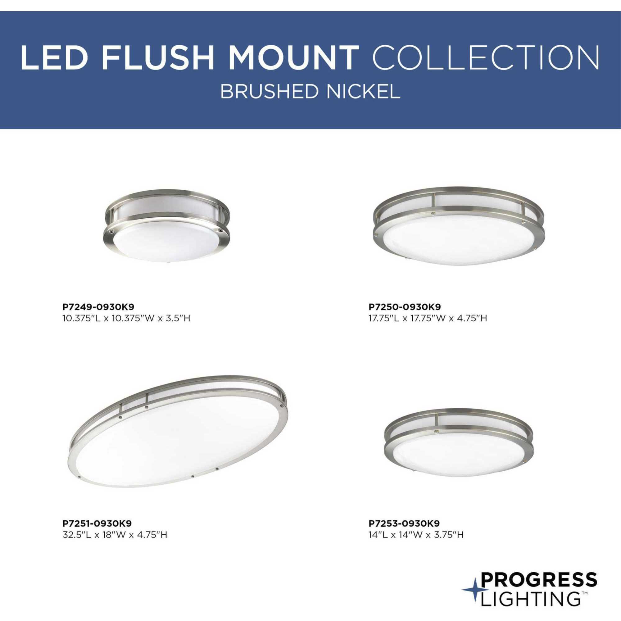 LED CTC COMM LED 17.75 inch Brushed Nickel Flush Mount Ceiling Light, Progress LED