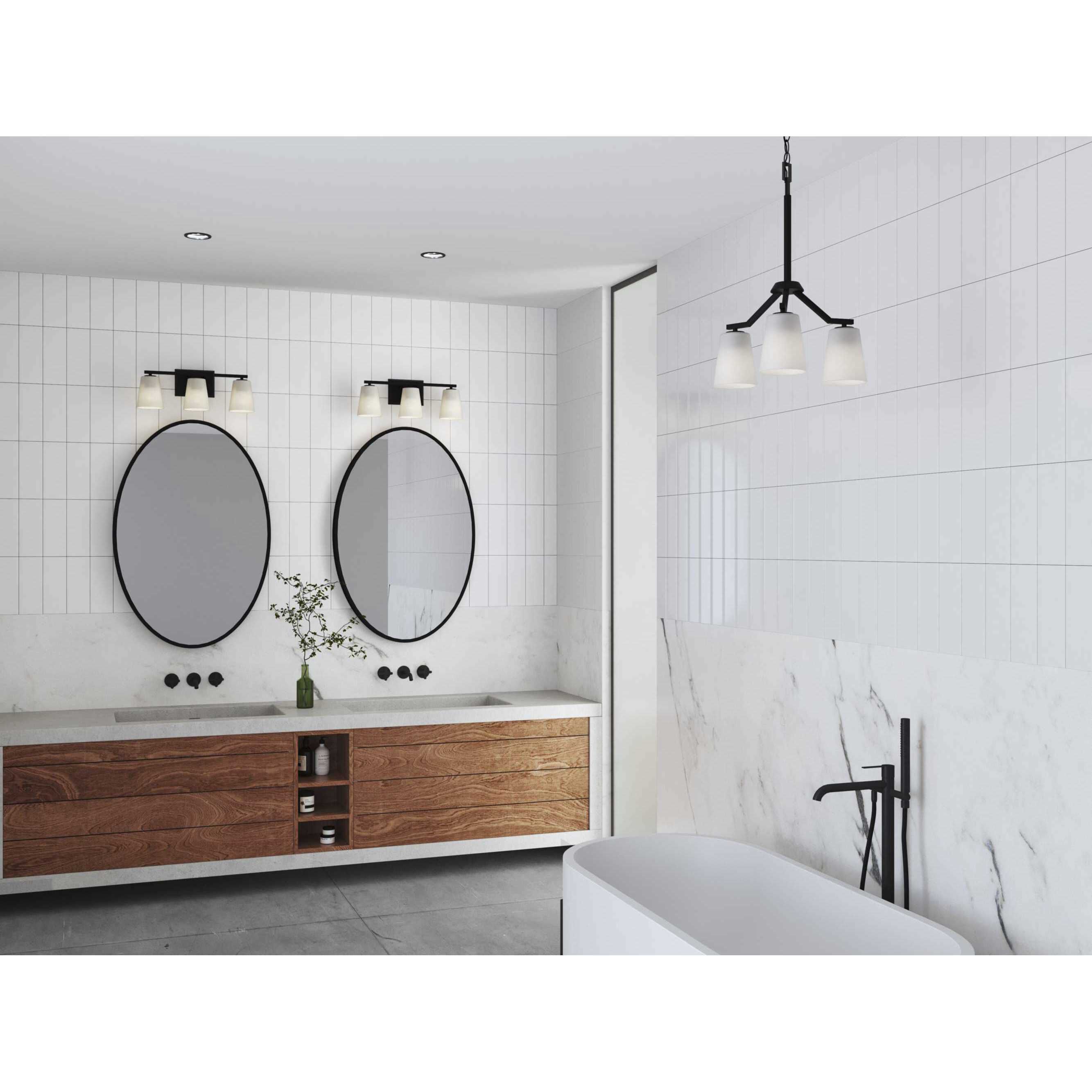 Vertex 3 Light 20.87 inch Matte Black Bath Light Wall Light