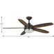 Albin 54 inch Architectural Bronze with Distressed Walnut Blades Ceiling Fan, Progress LED
