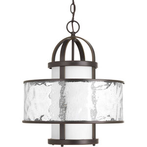 Bay Court 1 Light 15 inch Antique Bronze Pendant Ceiling Light, Distressed Clear Glass