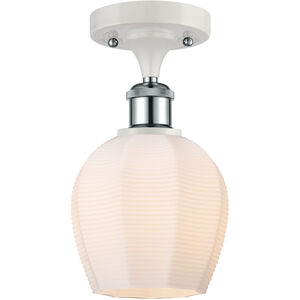 Ballston Norfolk 1 Light 6 inch White and Polished Chrome Semi-Flush Mount Ceiling Light in Matte White Glass