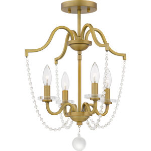 Sunday 4 Light 16 inch Aged Brass Semi-Flush Mount Ceiling Light