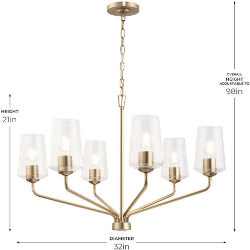 Celino 6 Light 32 inch Champagne Bronze Chandelier Ceiling Light