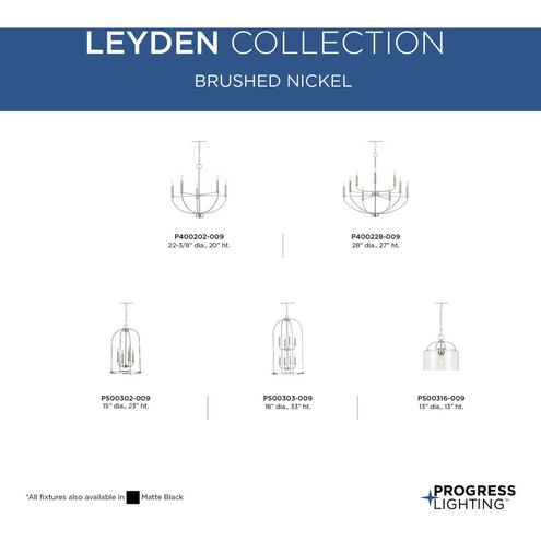 Leyden 9 Light 28 inch Brushed Nickel Chandelier Ceiling Light