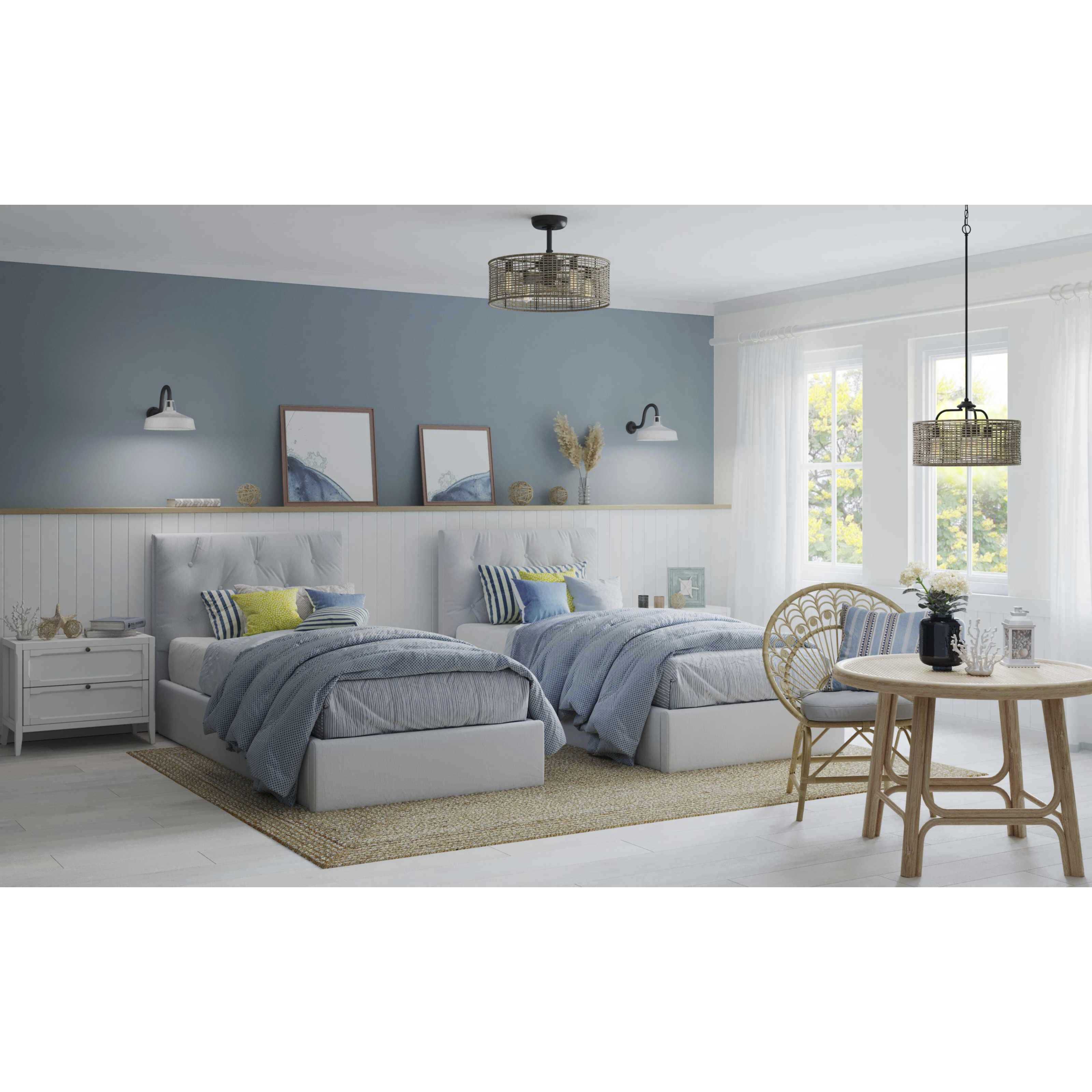 Belva 22 inch Matte Black Fandelier