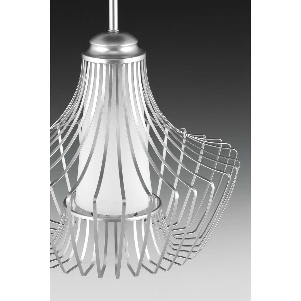 Finn 1 Light Metallic Silver Pendant Ceiling Light, Design Series