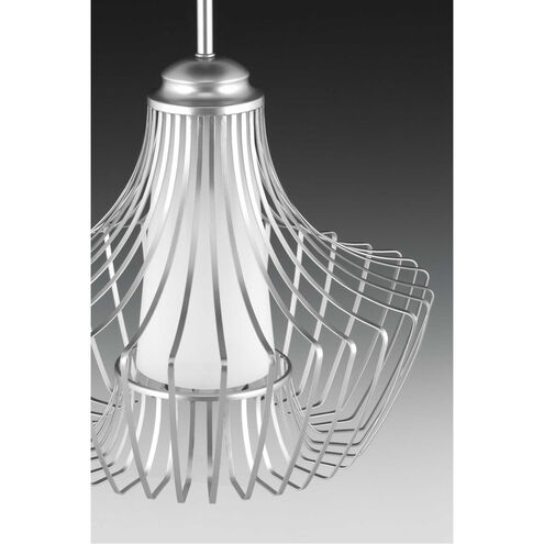 Finn 1 Light Metallic Silver Pendant Ceiling Light, Design Series
