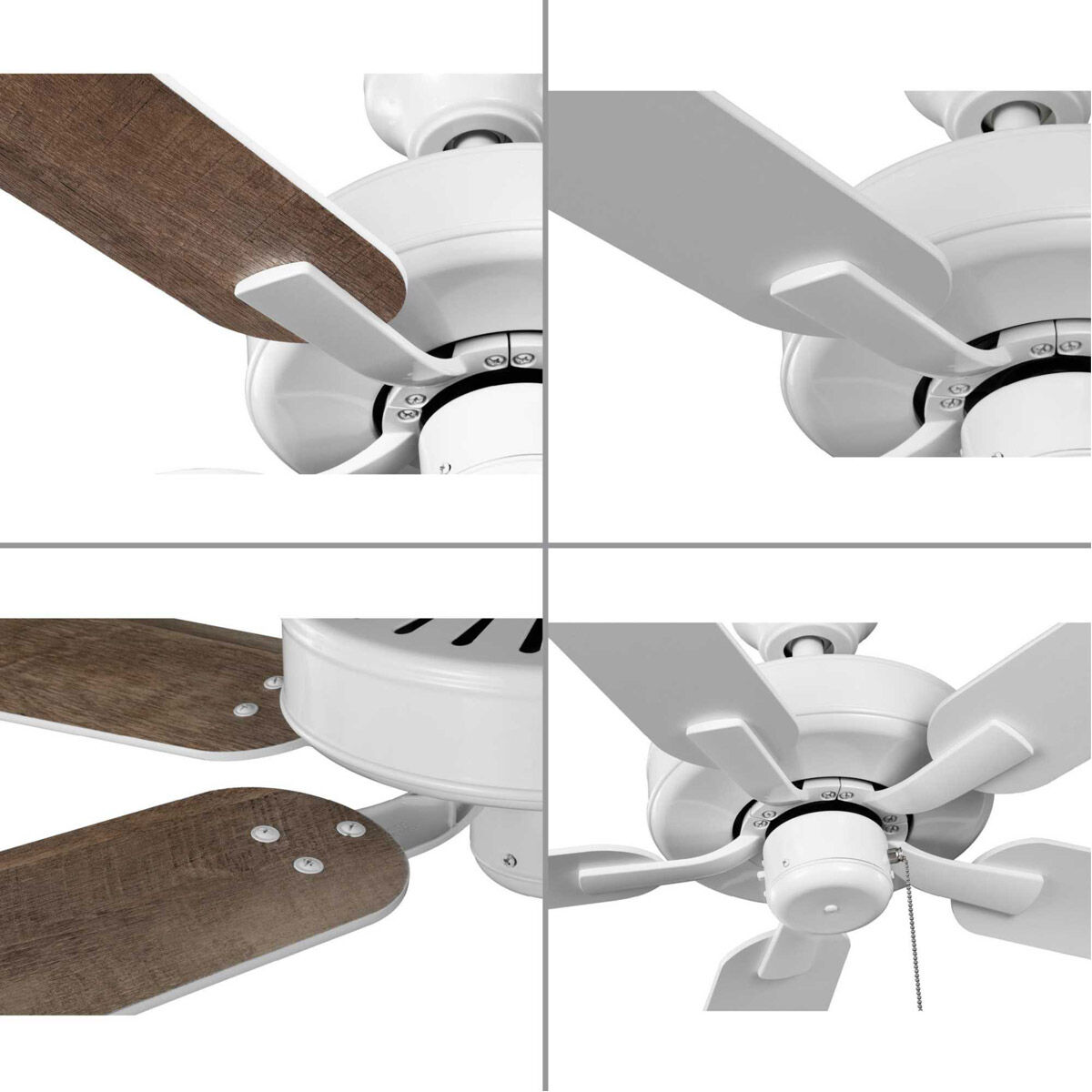 AirPro Builder 52 inch White with White/Antique Wood Blades Ceiling Fan