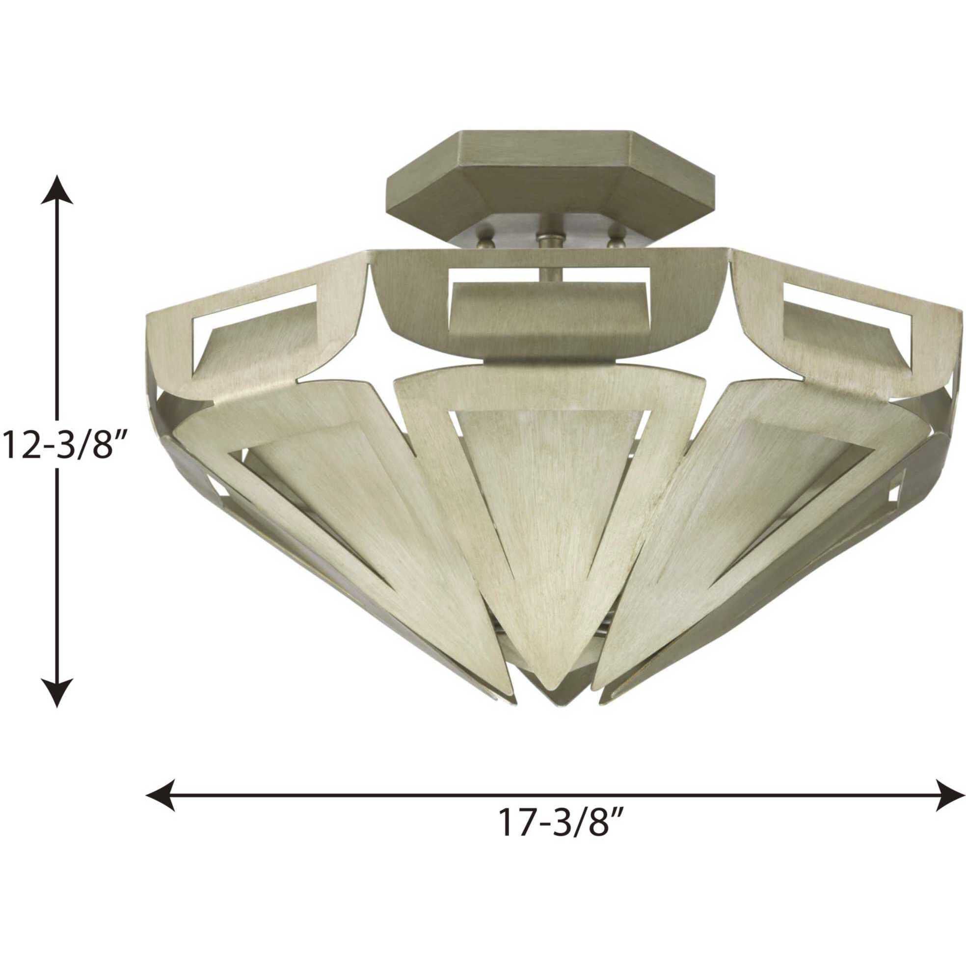 Point Dume™ Yerba 3 Light 17.38 inch Silver Ridge Semi-Flush Mount Ceiling Light, Design Series