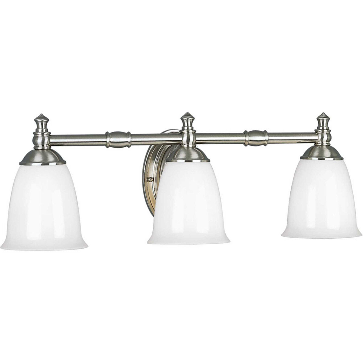 Victorian 3 Light 25 inch Brushed Nickel Bath Vanity Wall Light, Delta
