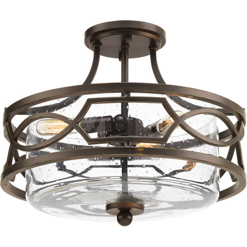 Soiree 3 Light 15 inch Antique Bronze Semi-Flush Convertible Ceiling Light, Design Series