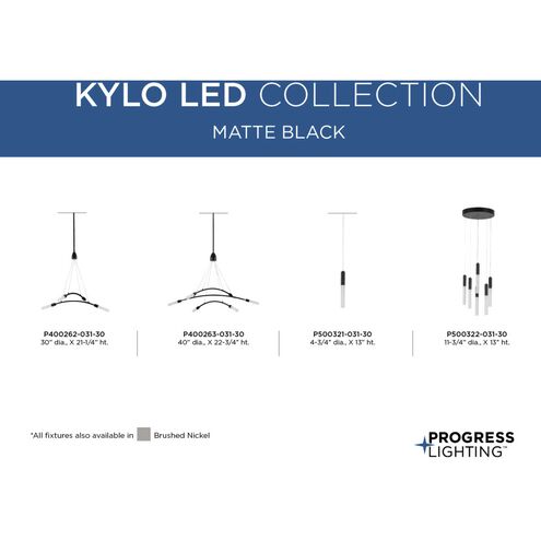 Kylo LED LED 40 inch Matte Black Chandelier Ceiling Light, Progress LED