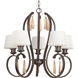 Club 5 Light 27 inch Antique Bronze Chandelier Ceiling Light
