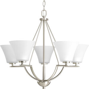 Bravo 5 Light 27 inch Brushed Nickel Chandelier Ceiling Light in Bulbs Not Included, Etched