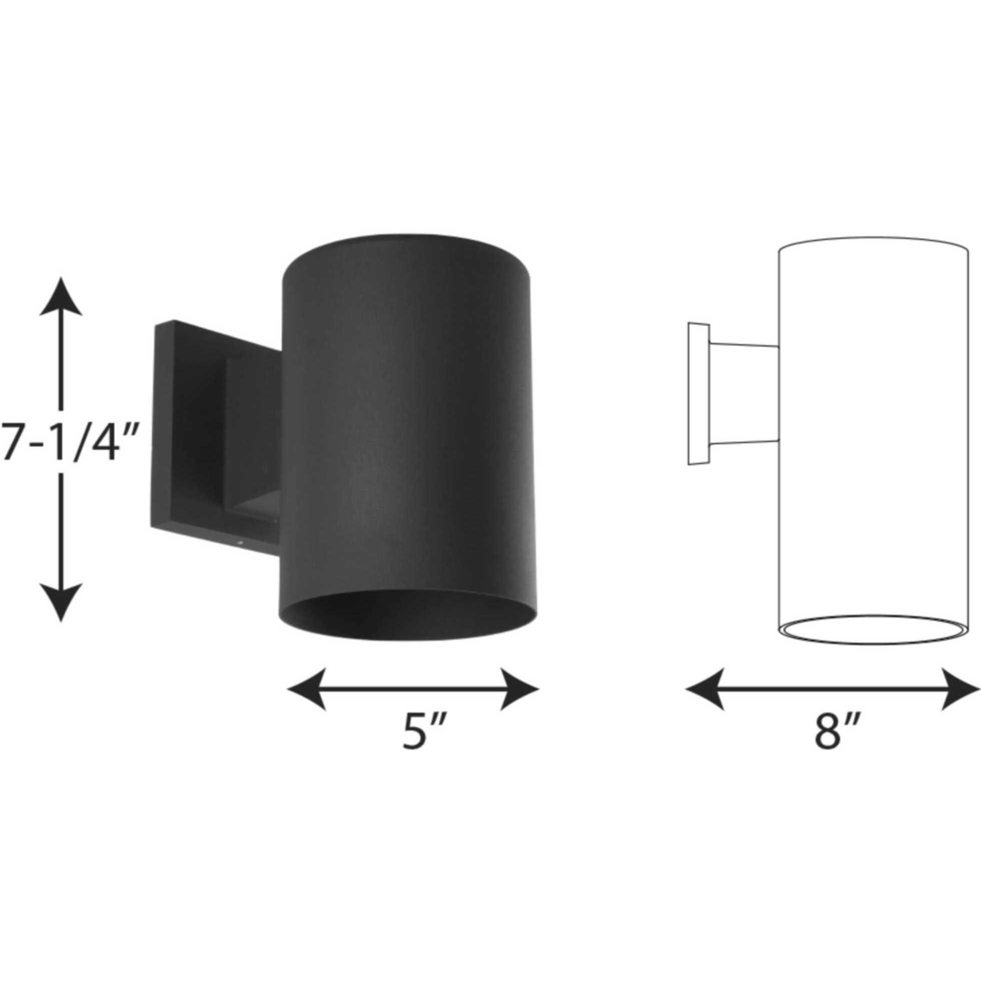 Cylinder Outdoor Wall Cylinder in Black, LED Lamping, Progress LED