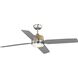 Shaffer II 56 inch Antique Nickel with Classic Walnut/Grey Weathered Wood Blades Ceiling Fan, Progress LED