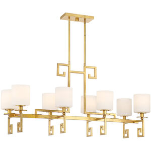 Quatrain 8 Light 41.25 inch True Gold Linear Chandelier Ceiling Light