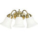 Opal Glass 3 Light 16 inch Polished Brass Bath Vanity Wall Light