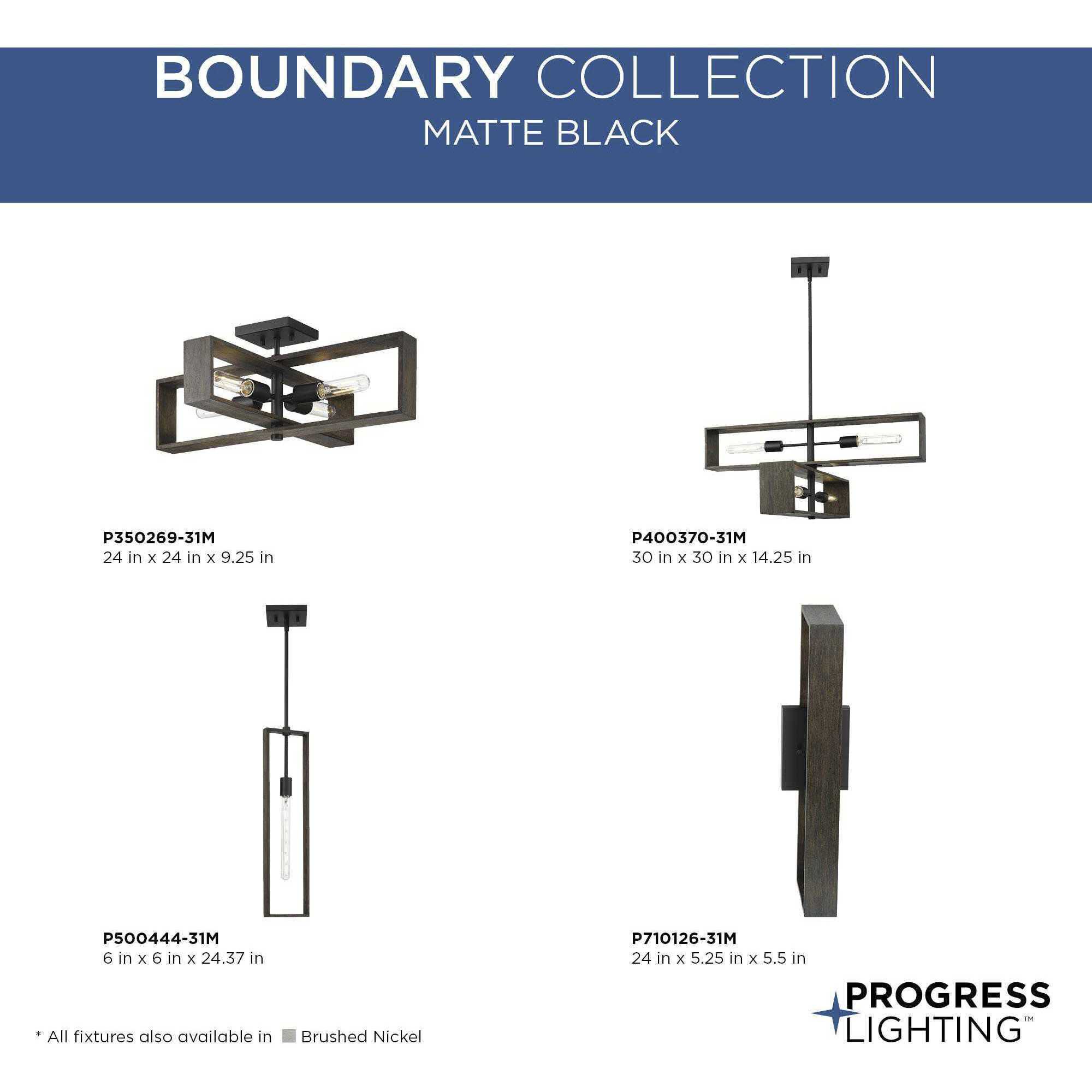 Boundary 4 Light 30 inch Matte Black Chandelier Ceiling Light, Design Series