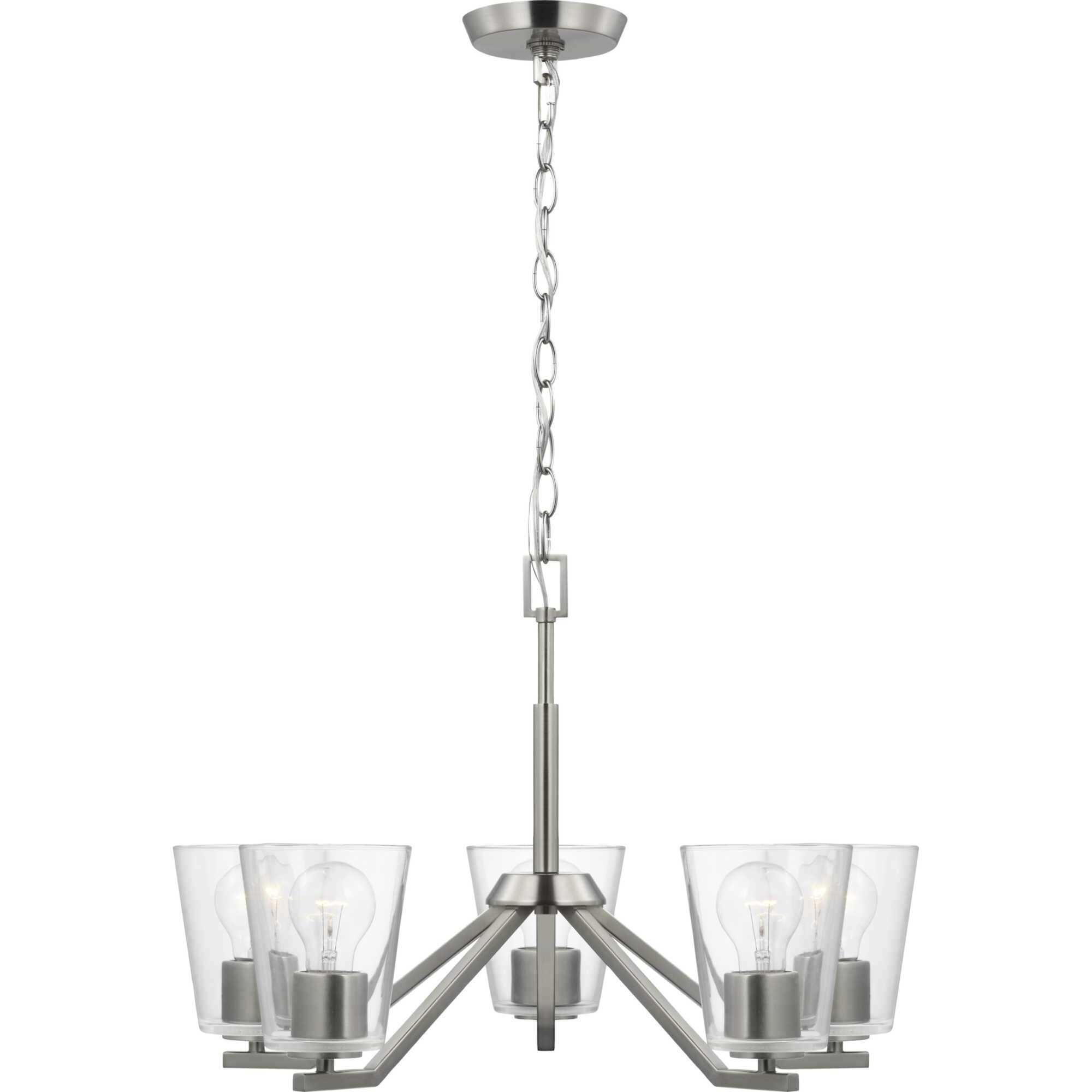 Vertex 5 Light 22.5 inch Brushed Nickel Chandelier Ceiling Light