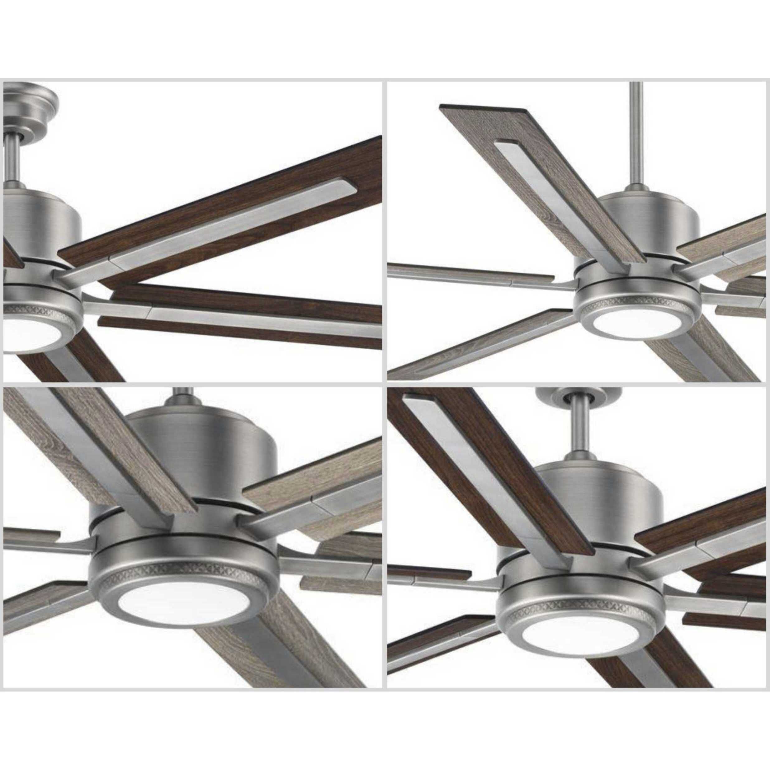 Glandon 60 inch Antique Nickel with Walnut/Driftwood Blades Ceiling Fan, Progress LED