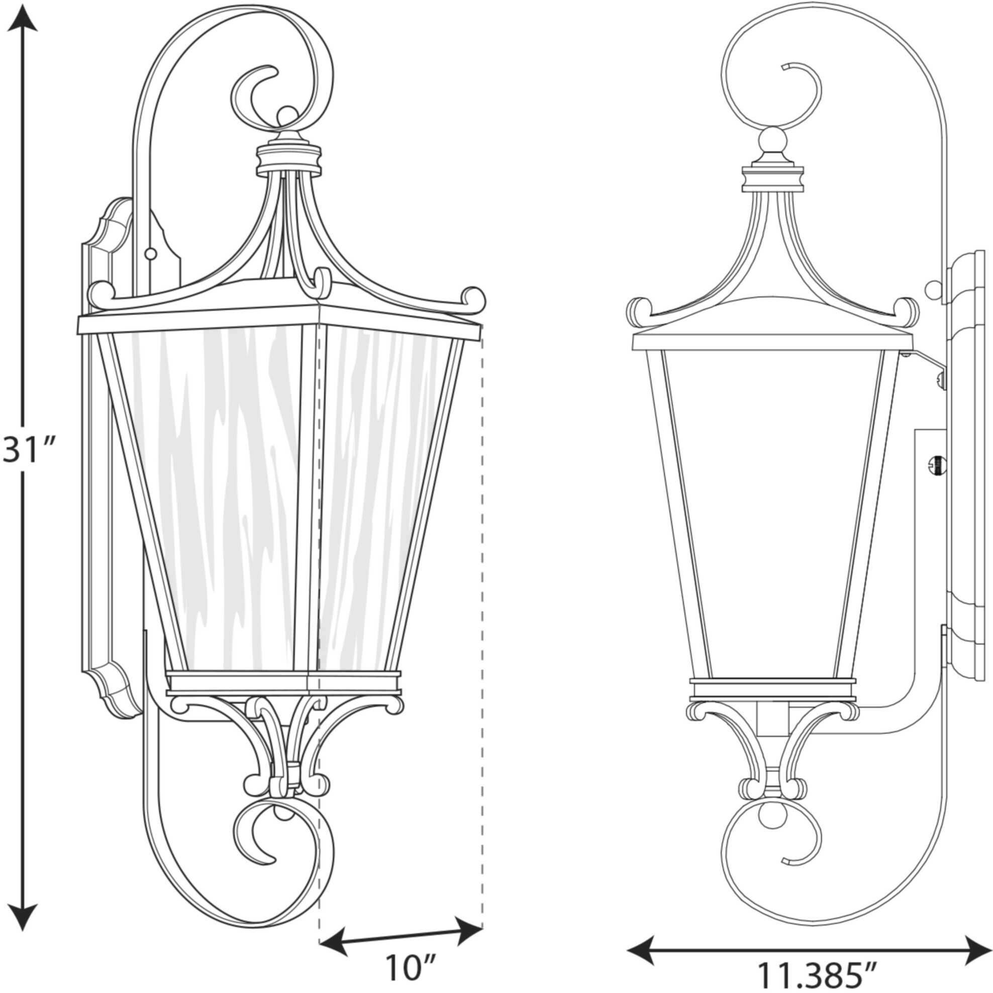 Cadence 1 Light 31 inch Textured Black Outdoor Wall Lantern, Large, Design Series