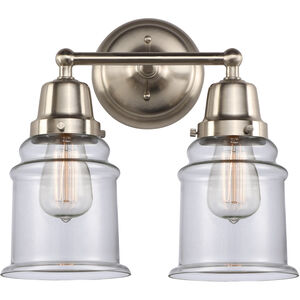 Aditi Canton 2 Light 14 inch Brushed Satin Nickel Bath Vanity Light Wall Light, Aditi