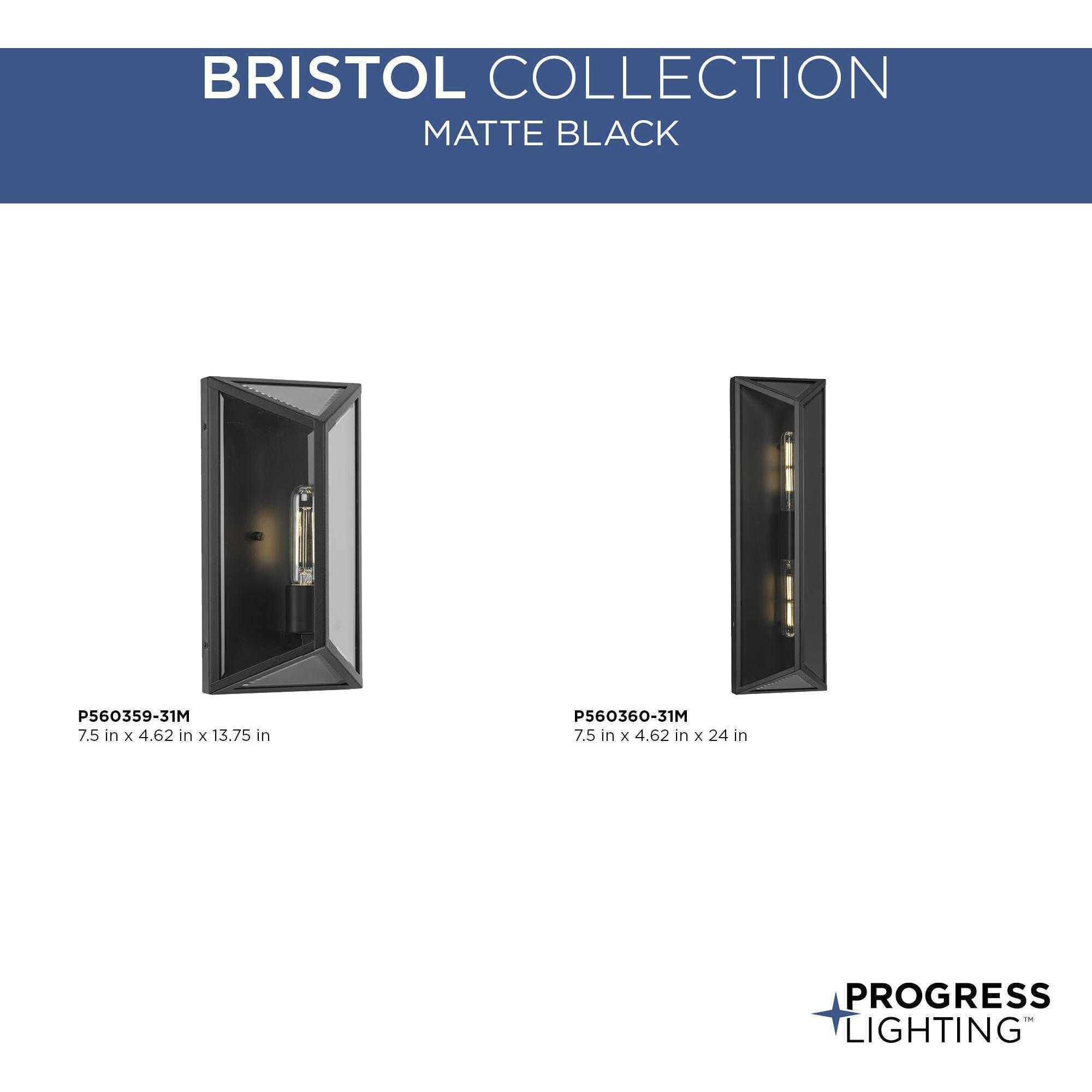 Bristol 1 Light 13.75 inch Matte Black Outdoor Wall Lantern