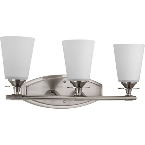 Cantata 3 Light 22 inch Brushed Nickel Bath Vanity Wall Light in Etched Glass Painted White Inside