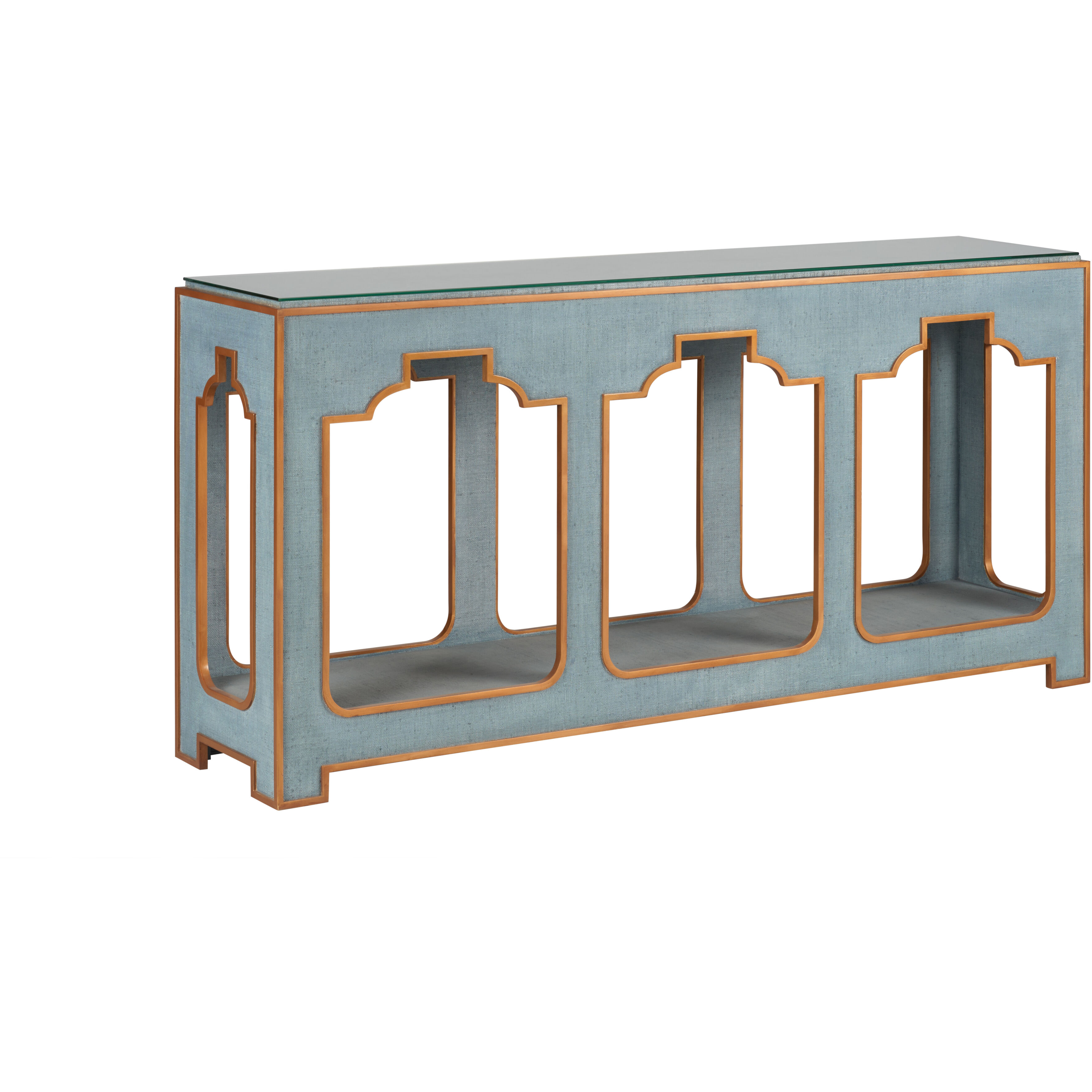 Yangon 72 inch Blue and Gold Console Table