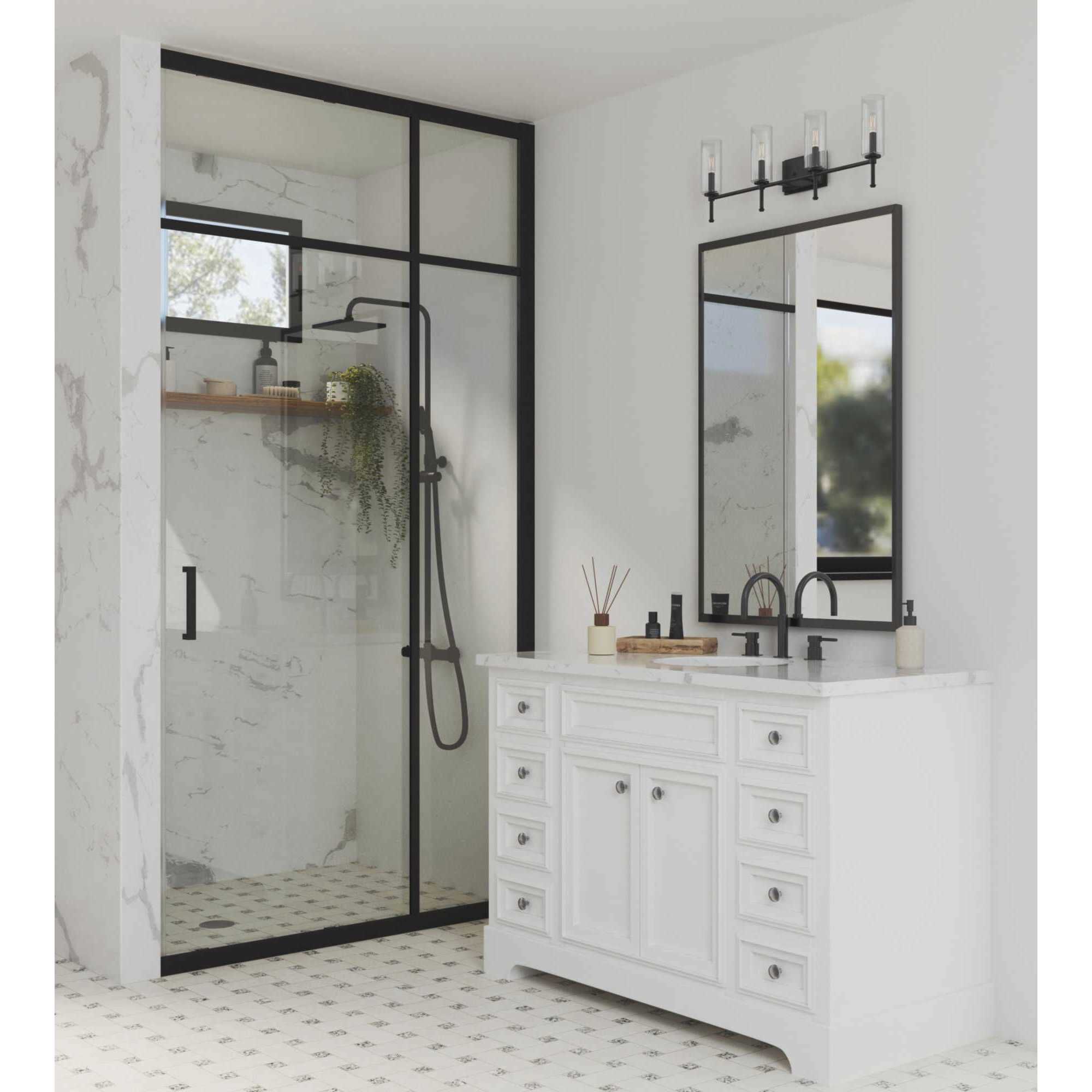 Elara 4 Light 32 inch Matte Black Bath Vanity Wall Light