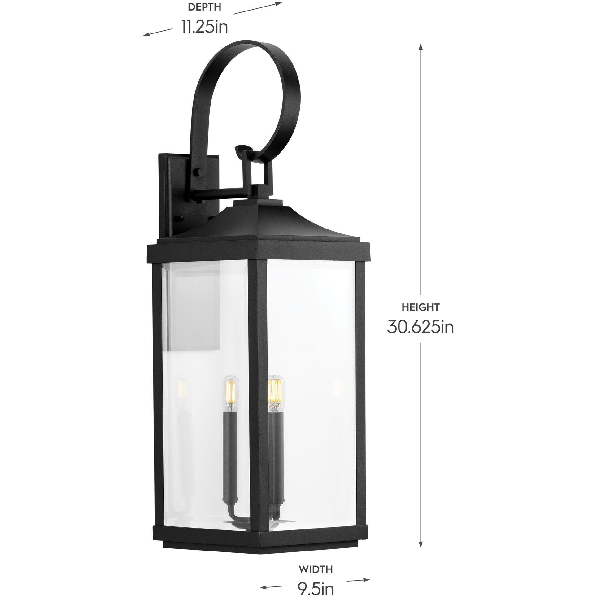 Gibbes Street 3 Light 31 inch Textured Black Outdoor Wall Lantern, Large, Design Series