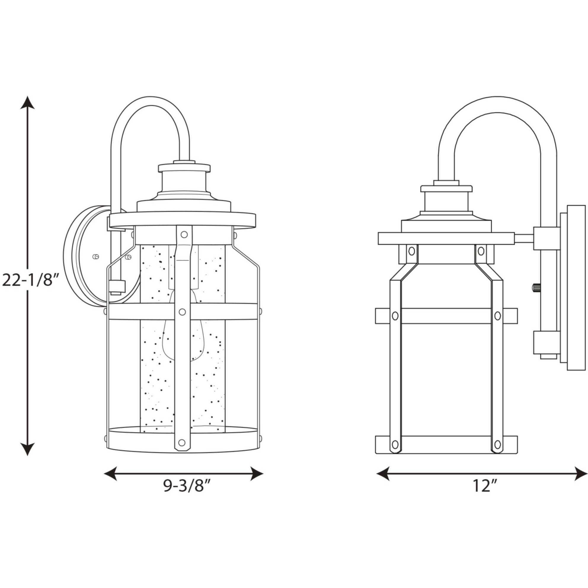 Haslett 1 Light 22 inch Textured Black Outdoor Wall Lantern, Large