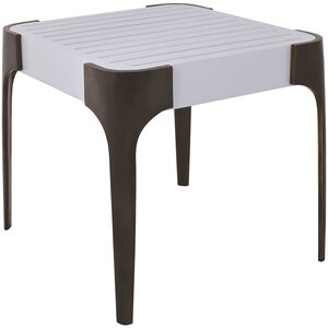 Teak Veranda 20 X 20 inch White with Antique Brass Outdoor Accent Table