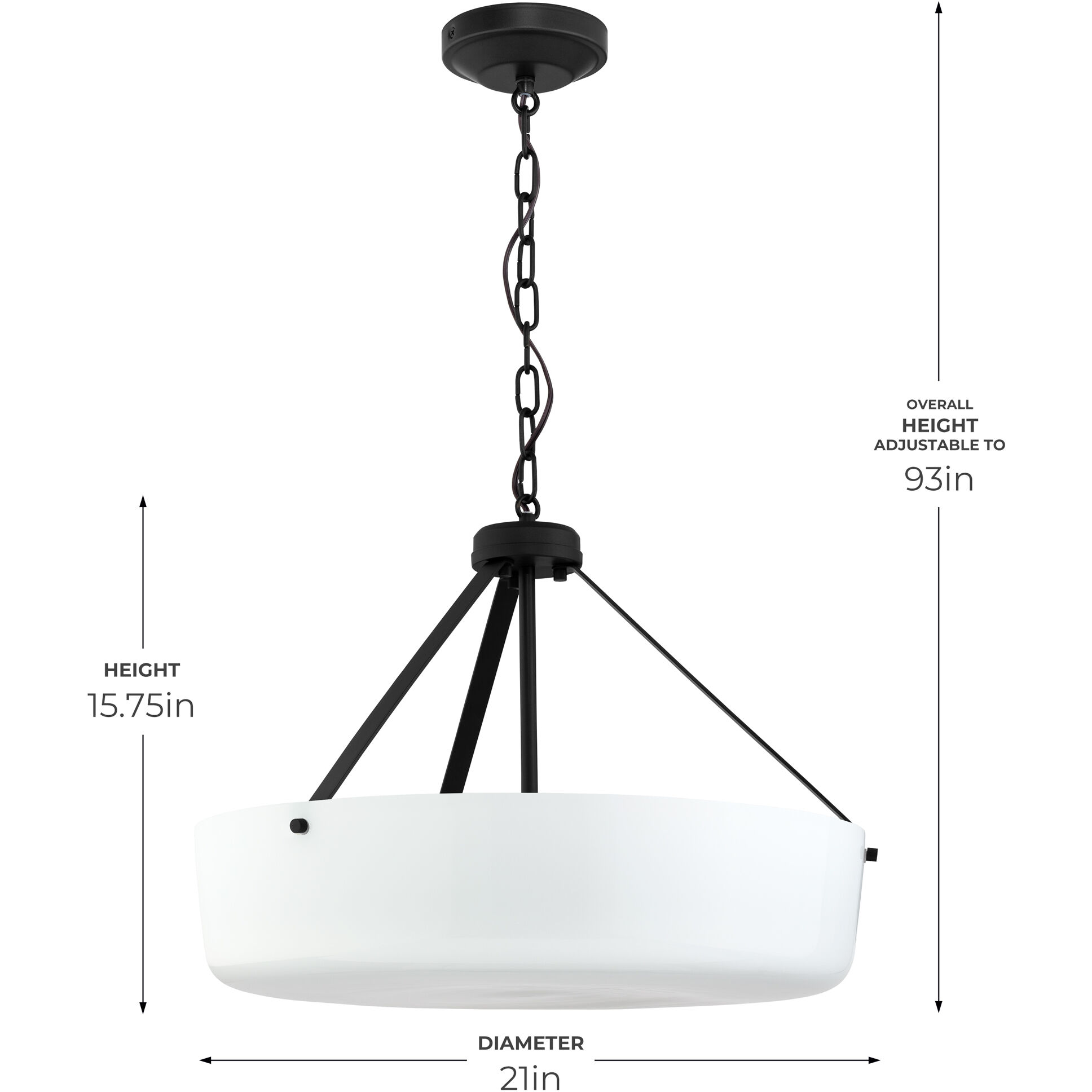 Lieon 3 Light 21 inch Black Convertible Pendant Ceiling Light