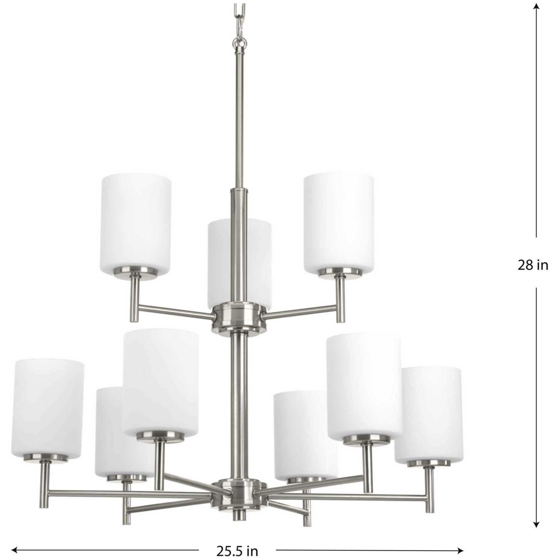 Replay 9 Light 26 inch Brushed Nickel Chandelier Ceiling Light