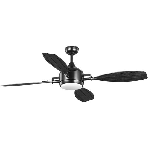 Rudder 56 inch Black with Distressed Ebony Blades Ceiling Fan, Progress LED