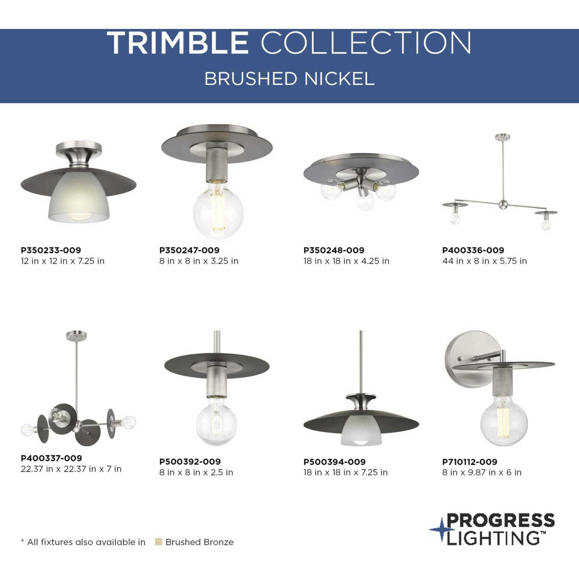 Trimble 2 Light 44 inch Brushed Nickel Linear Chandelier Ceiling Light, Design Series