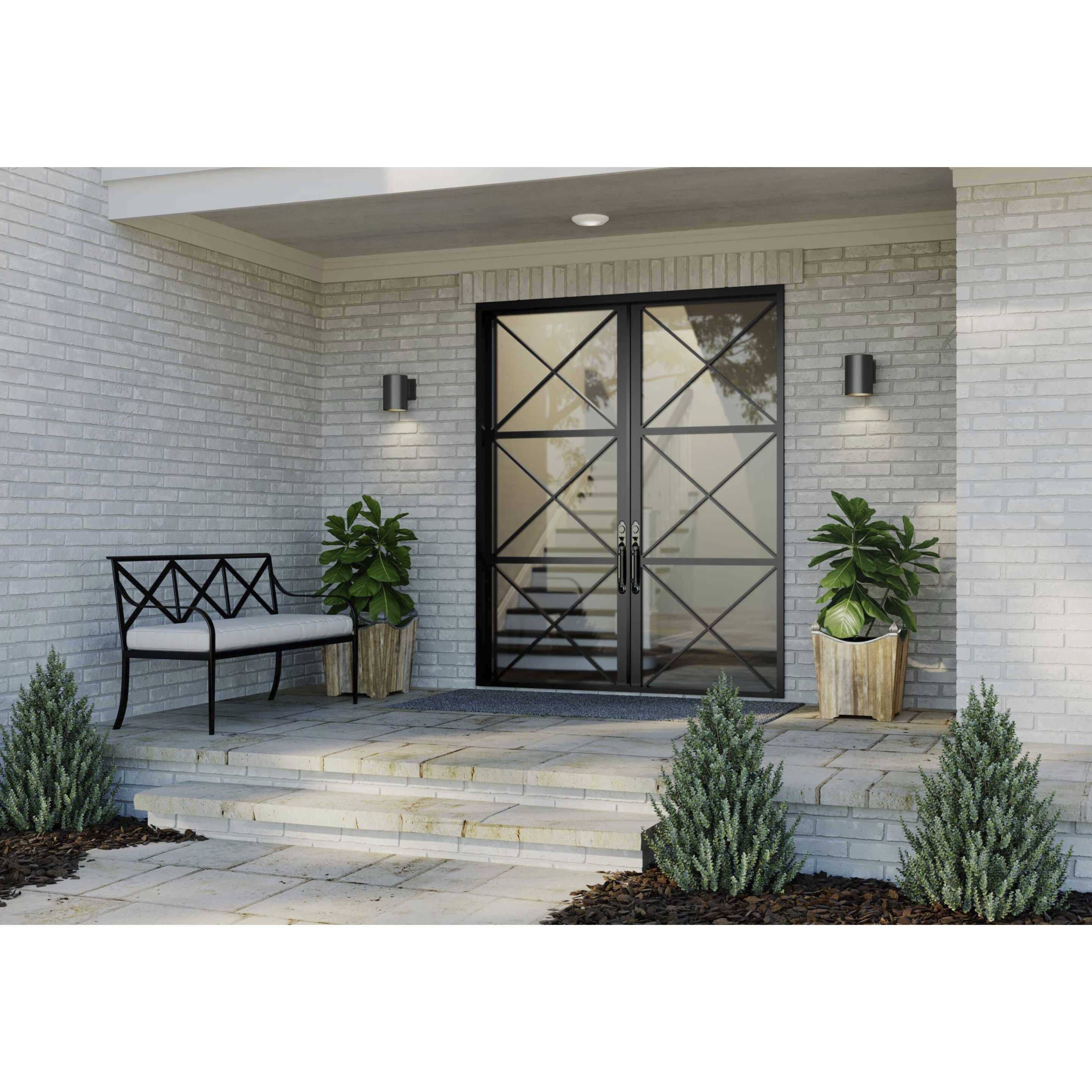 Cylinder Outdoor Wall Cylinder in Black, LED Lamping, Progress LED